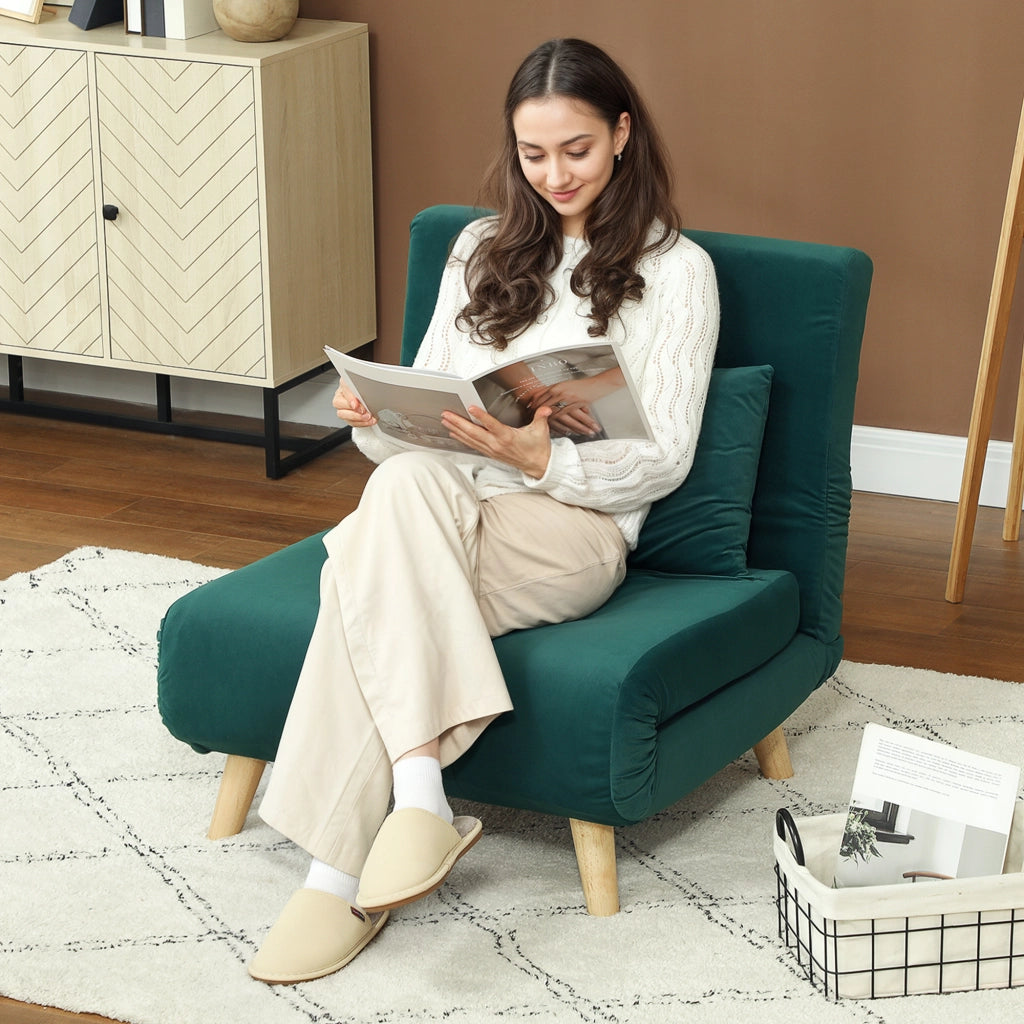 Poltrona letto reclinabile ¨C zephmum ¨C velluto verde scuro 120 kg