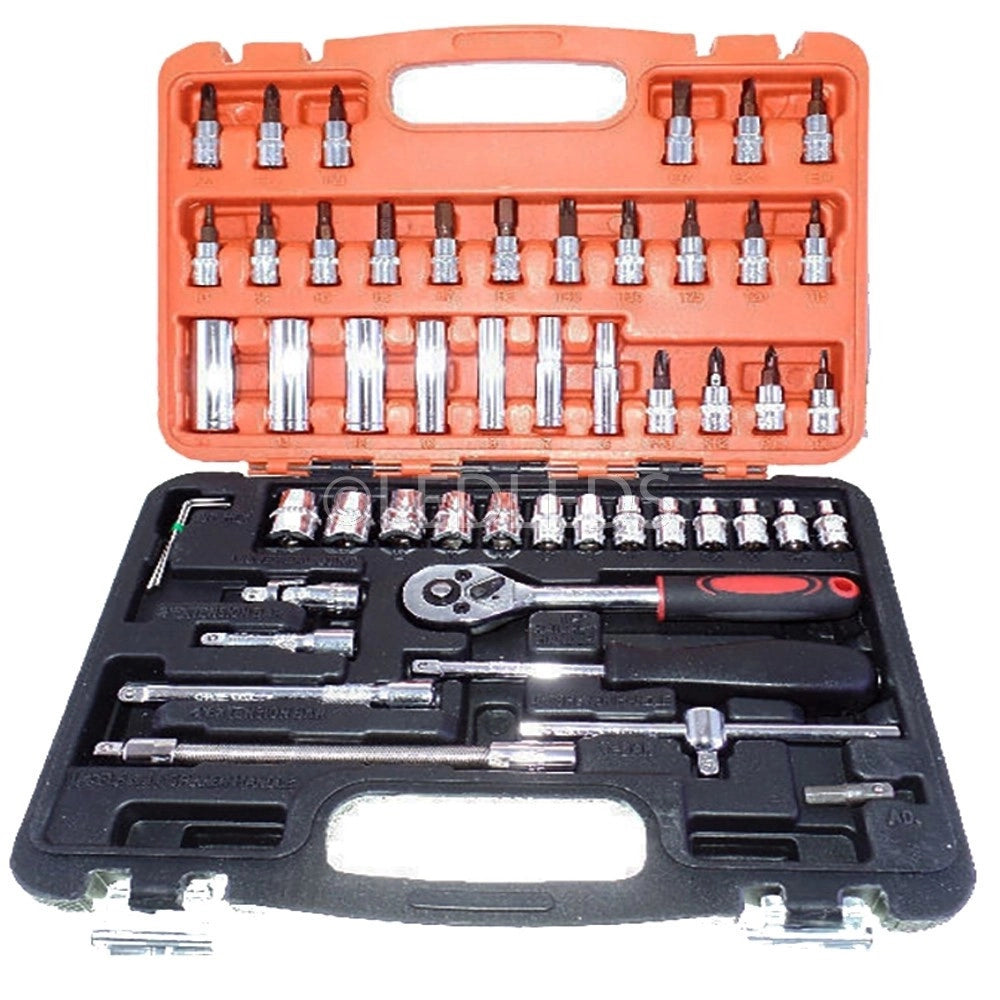 Trade Shop - Set Chiavi A Bussola Con Cricchetto 53 Pezzi Chrome Vanadium In Valigetta -