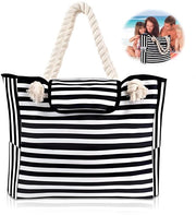 Borsa da Spiaggia Grande, Borsa da Spiaggia, Borsa da Spiaggia Impermeabile, Borsa da Spiaggia a Strisce, Borsa da Spiaggia per Signora, Borse da Spiaggia con Tasca per Spiaggia, Viaggio, Piscina, Palestra