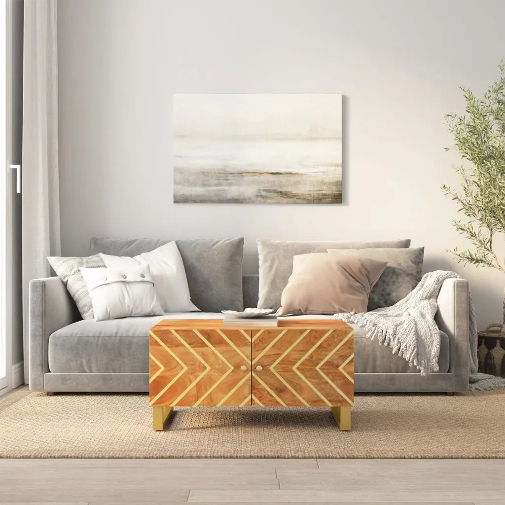 Tavolino da salotto | Tavolino da caff¨¨ | Tavolino da Soggiorno Marrone e Nero 80x50x40 cm Legno di Mango