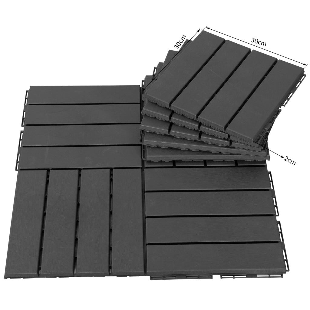 Dalles terrasse embo?tables ¨C Minimal ¨C 9 pcs, plastica effetto legno nero