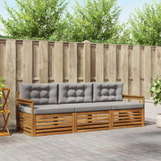 Set di divani da esterno 3 pcs Grigio Naturale e Chiaro
