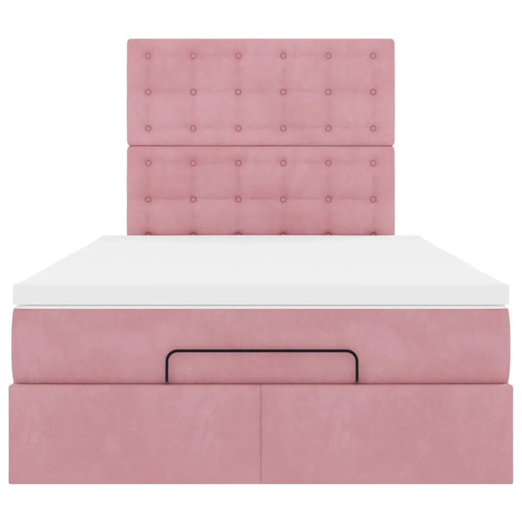 Struttura Letto Pouf con Materassi Rosa 120x190 cm Velluto 3313606
