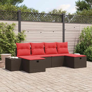 Set Divano da Giardino con cuscino 6 pcs Marrone polyrattan