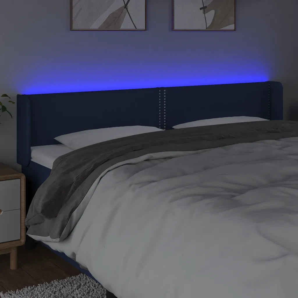 Testiera a LED Blu 203x16x78/88 cm in Tessuto 3123124