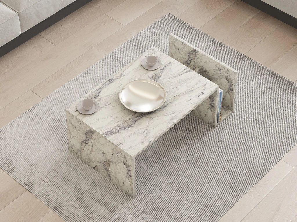 Tavolino da caffè in legno "Memo" - 86 x 50 x 32 cm - Marmo Fresia