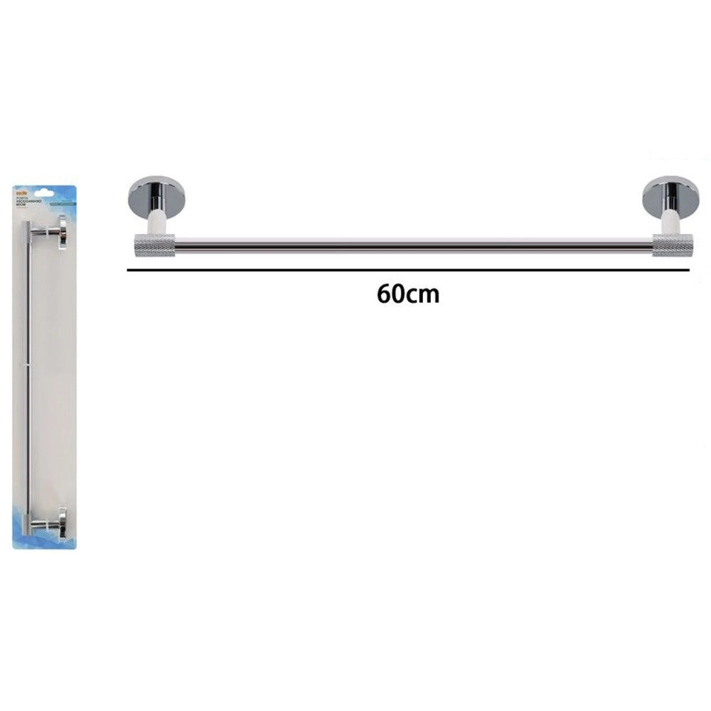 Trade Shop - Porta Asciugamani Lungo Da 60 Cm In Acciaio Cromato Accessorio Per Arredo Da Bagno 87923 -