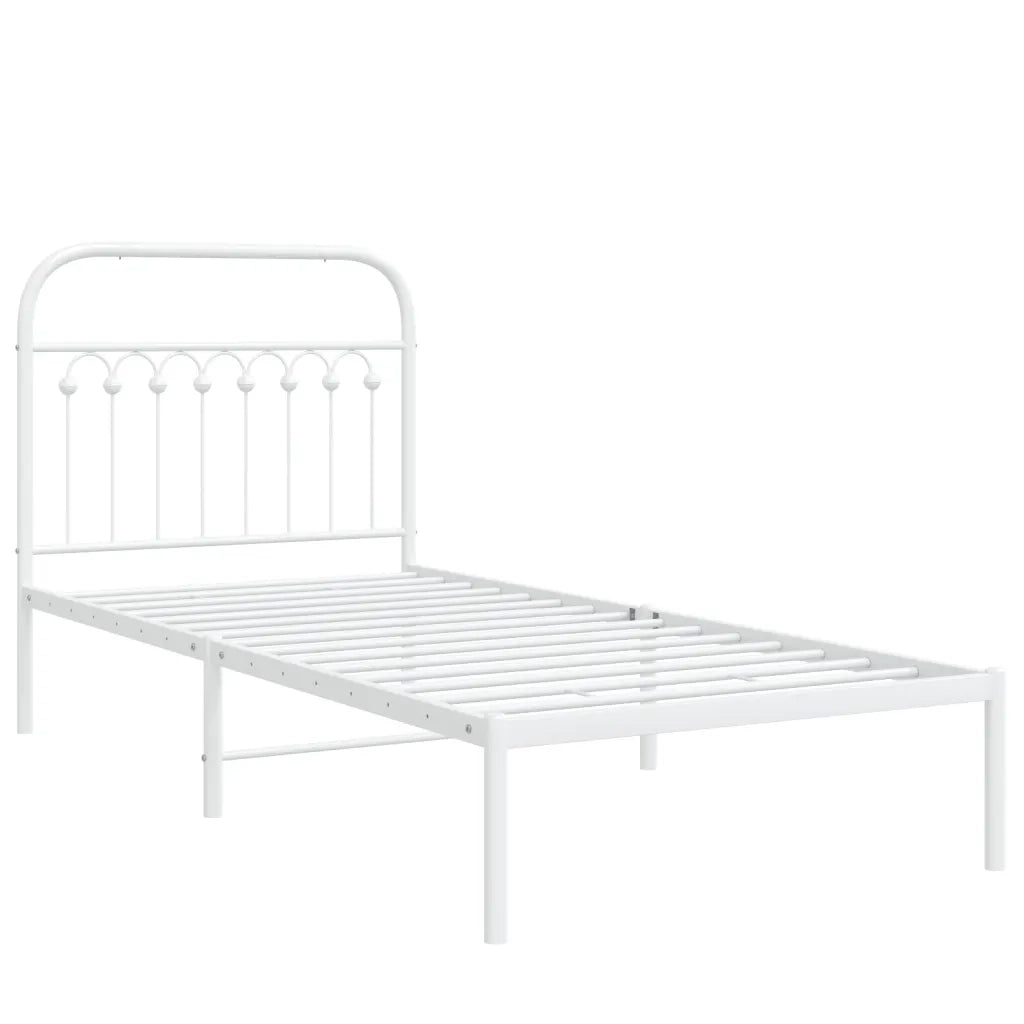 Giroletto con Testiera-Struttura Letto con testiera Metallo Bianco 90x190 cm 328242