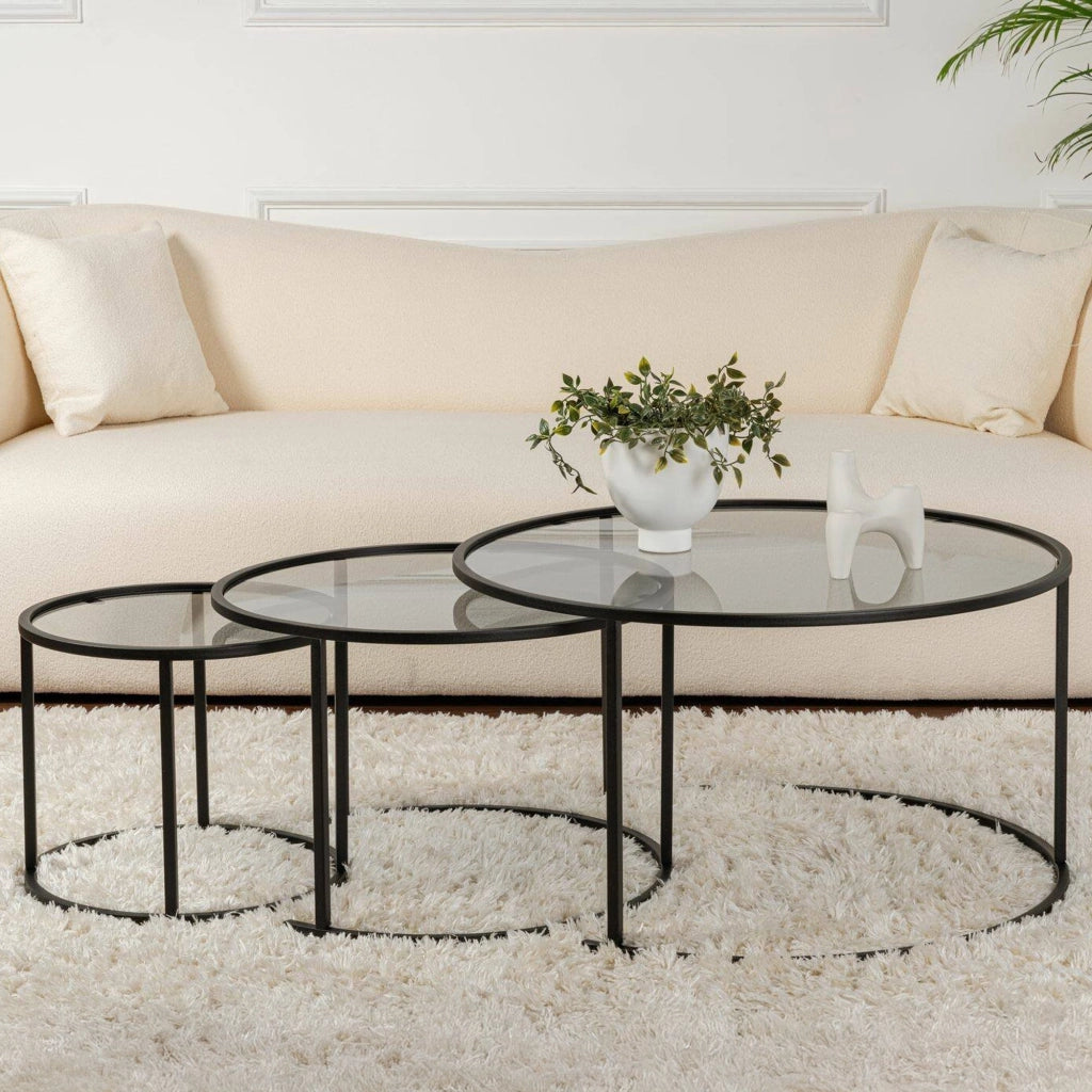 Rowan, Tavolino da Salotto Forma Circolare, 80x80x43h cm Nero