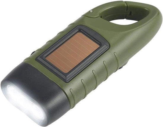 Lanterna Opwindabile - Led Pignona con Dinamo - Manuale senza Batteria Ricaricabile - Kit di Emergenza - Verde Militare
