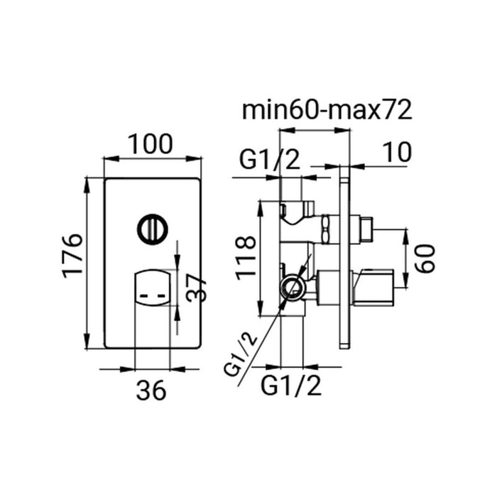 Miscelatore Incasso Doccia con Deviatore Serie Edison Cromato