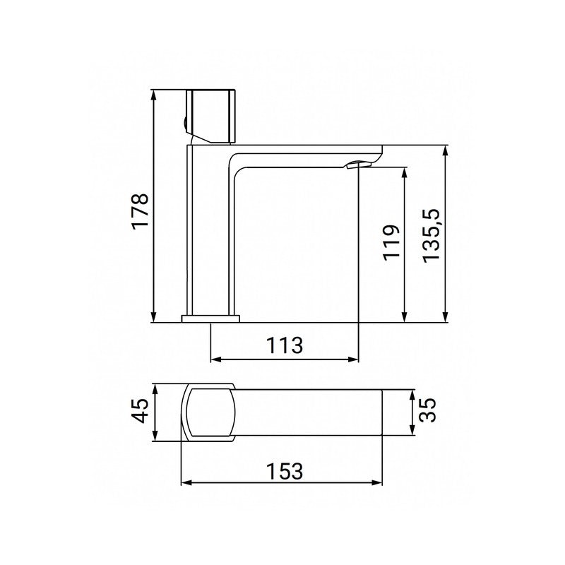 Miscelatore Lavabo Serie Edison Nero Opaco