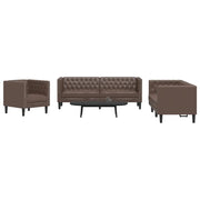 Set Divani Chesterfield 3pz Marrone in Similpelle 3209269