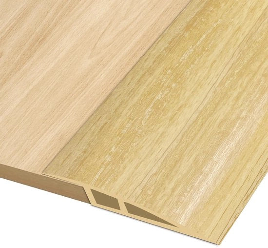 Striscia di transizione in PVC, 1M * 7CM, profilo di transizione autoadesivo per differenze di altezza di pavimento, striscia di copertura per pavimenti in parquet e laminato (colore legno chiaro, per spessori da 15mm a 20mm)