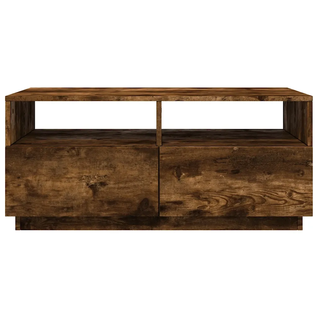 Tavolino da salotto | Tavolino da caff¨¨ | Tavolino da Soggiorno con Luci LED Rovere Fumo 90x49x40 cm