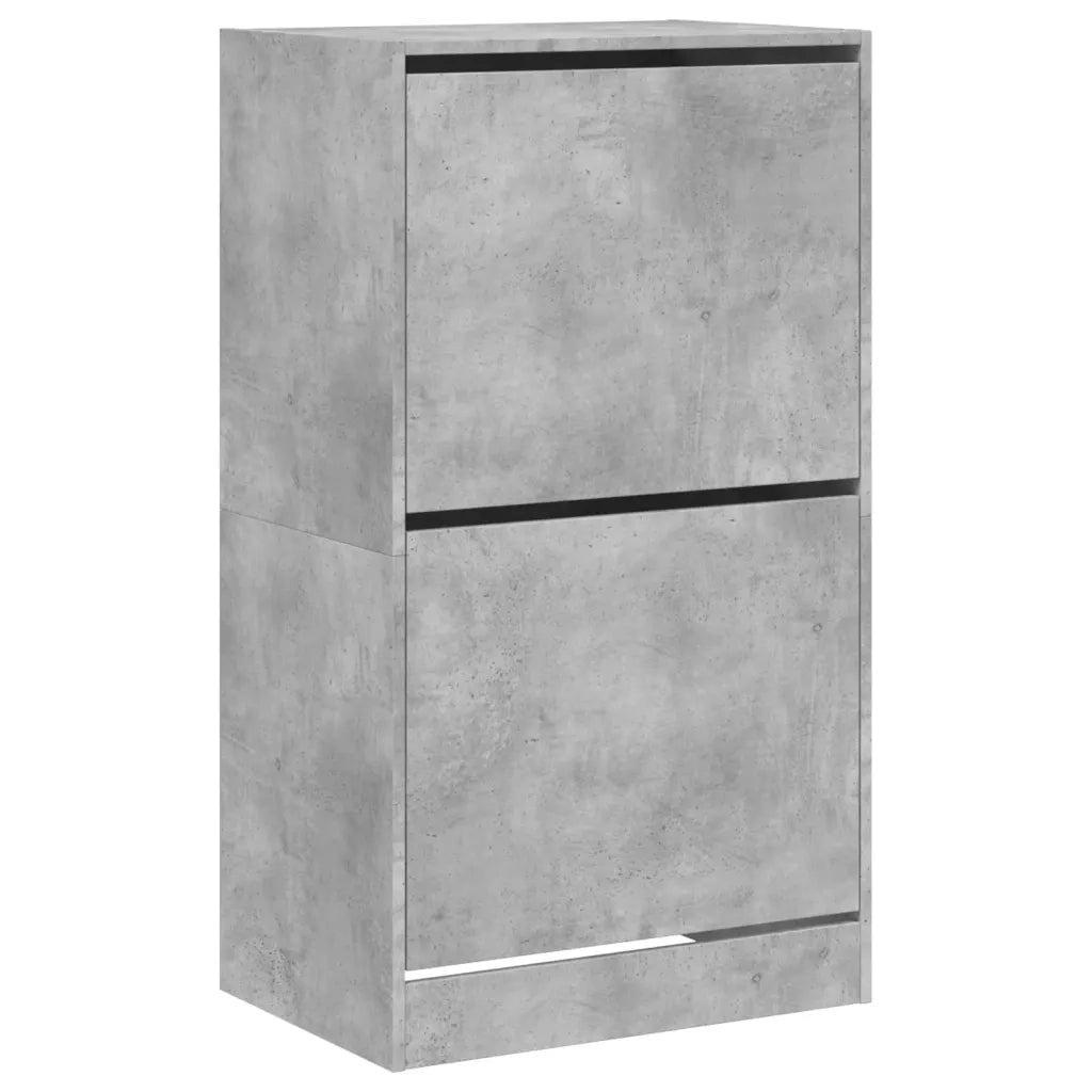 Scarpiera 2 Cassetti Ribaltabili-Scaffale per scarpe Grigio Cemento 60x42x108 cm