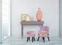 Sedia Mini Paris Rosa Ø45x62 cm Legno Spugna e Velluto Sintetico Rosa e Oro e Nero