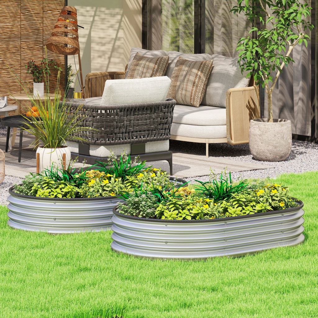 Fioriere 2 Pezzi Giardino Esterno Acciaio ¨C Zephmum ¨C Argento 135x90x30 cm