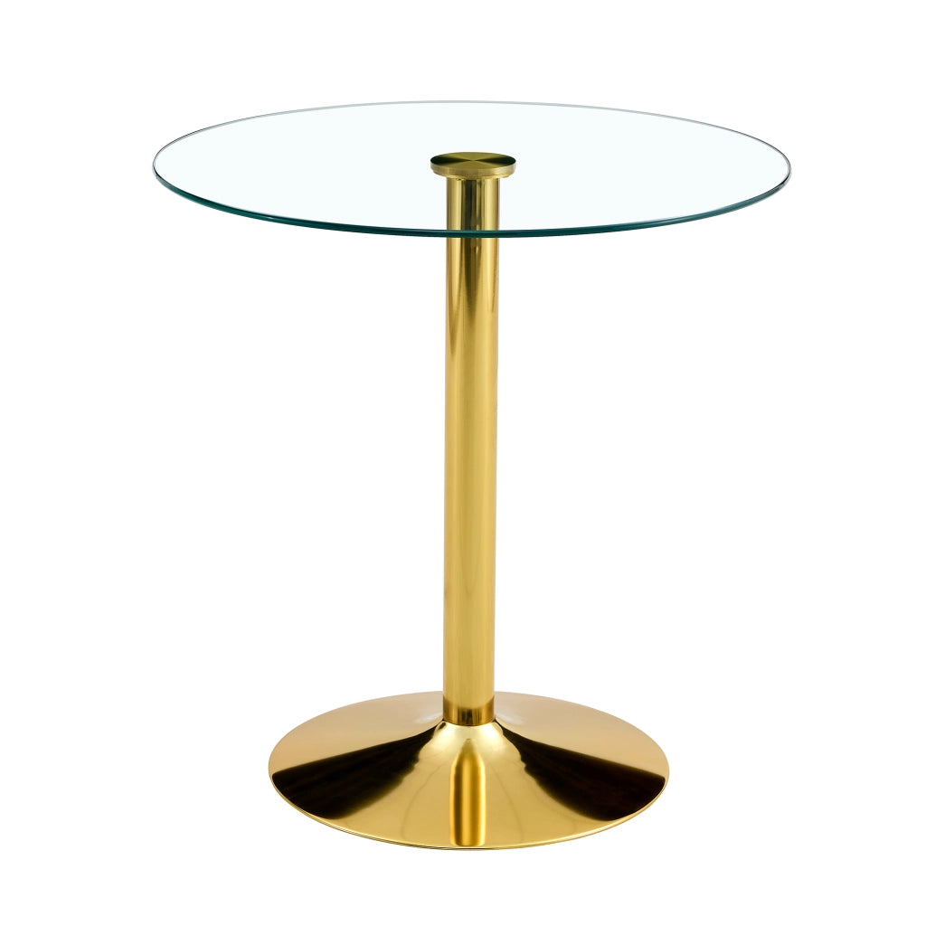 Tavolo bar rotondo in vetro temperato - Zephmum- Diametro 89 cm altezza 92 cm