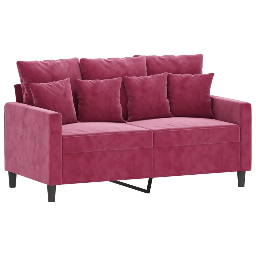 vidaXL Set di Divani 2 pz con Cuscini Rosso Vino in Velluto