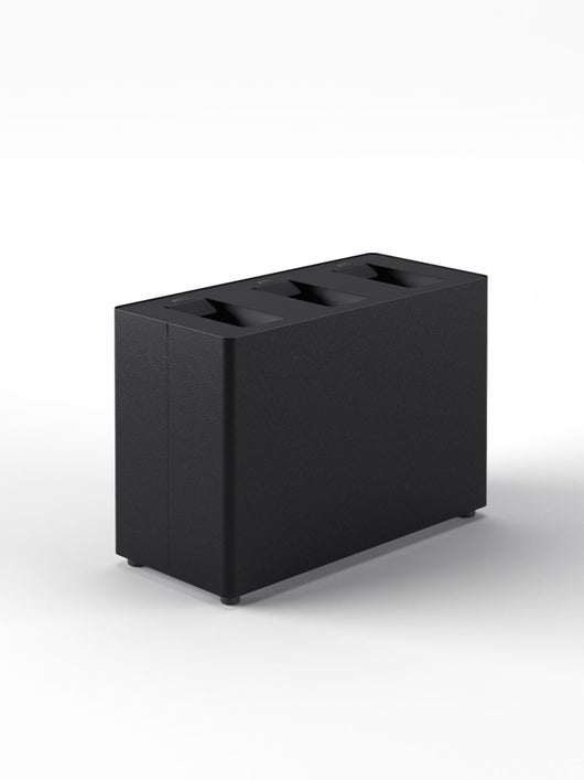 Pattumiera a 3 Scomparti Totale 72 L 71,5x33x49 cm con Contenitori Interni in Acciaio Verniciato Nero