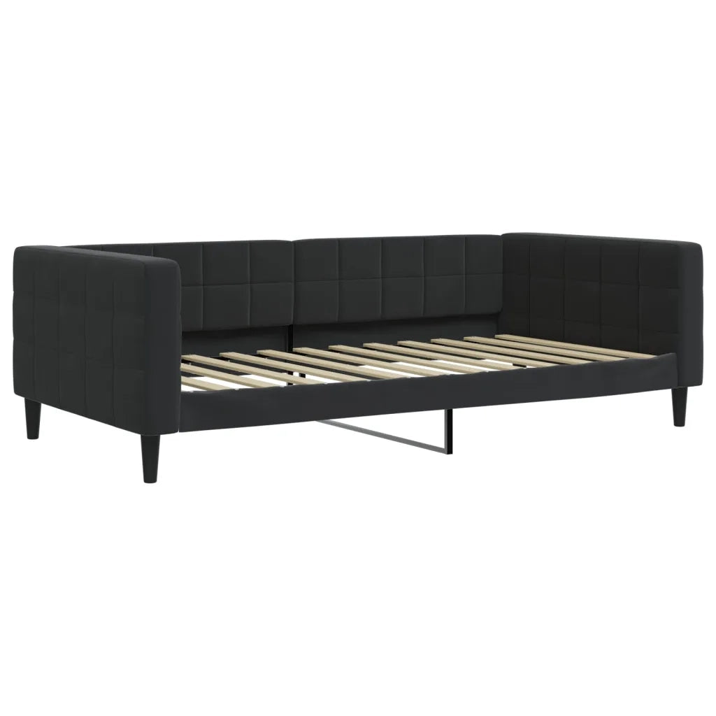 Divano Letto con Materasso Nero 100x200 cm in Velluto
