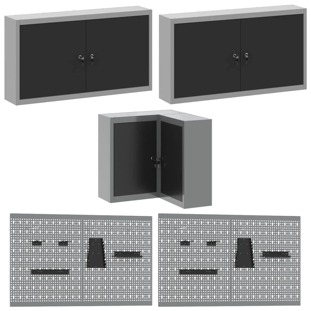 Set di mobili da lavoro con cassetto 12 pcs Nero e Grigio 3321510