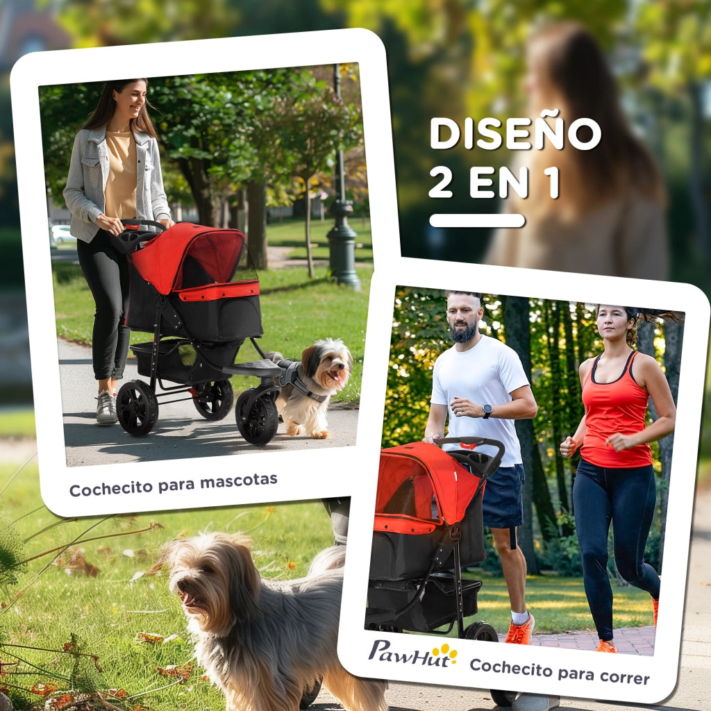 Carrello per Cani con Ruote ¨C zephmum ¨C Rosso 109.5x57.5x106.5 cm