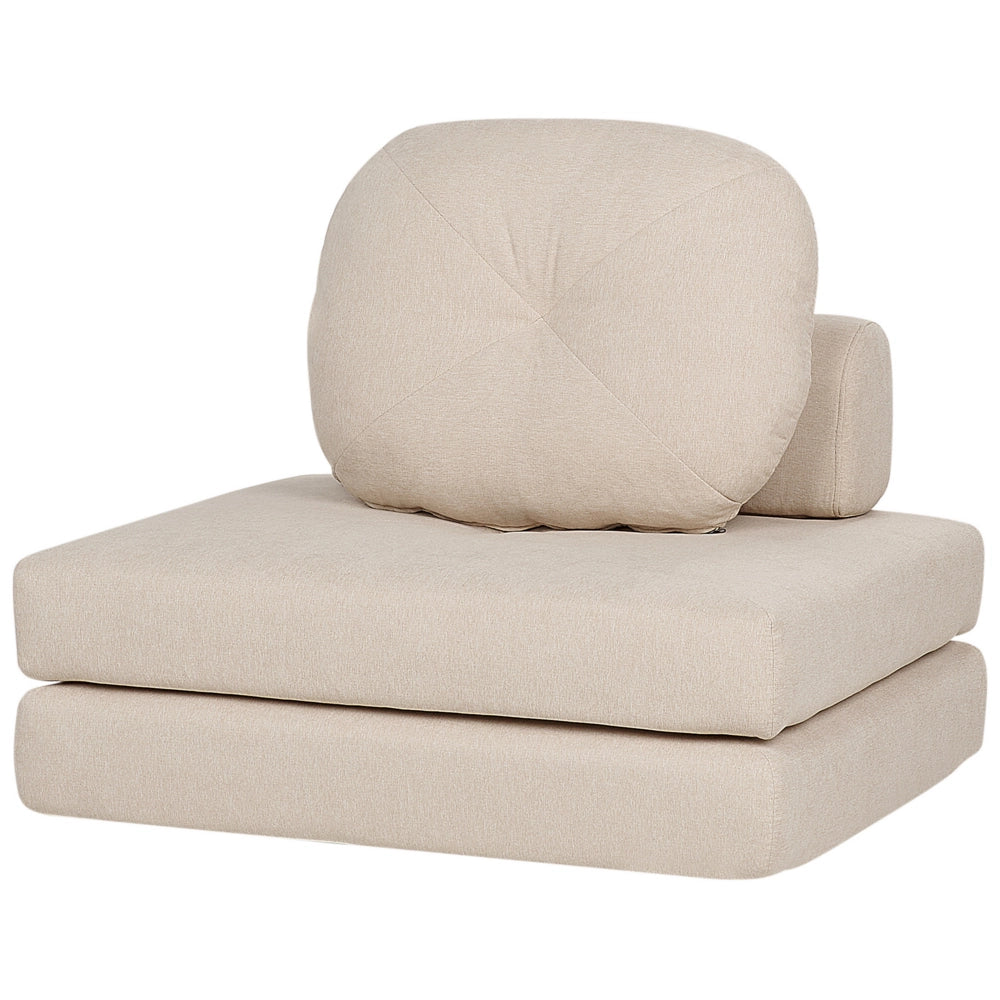 Divano pieghevole e trasformabile in letto in tessuto beige stile moderno soggiorno