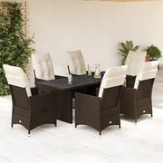 Set da Pranzo da Giardino 7pz con Cuscini in Polyrattan Marrone 3276776