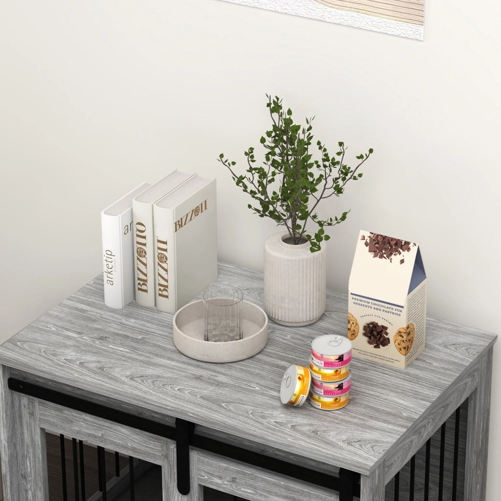 Gabbia Gabbietta per Cani Interna ¨C zephmum ¨C Effetto Legno 80x54x57 cm