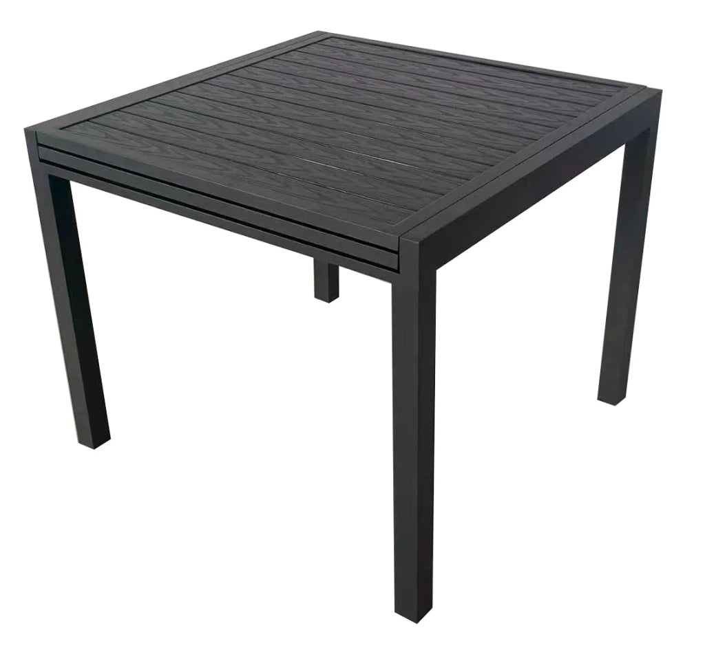 Tavolo da giardino allungabile Meno, in alluminio effetto legno (90/180x90x75 cm)