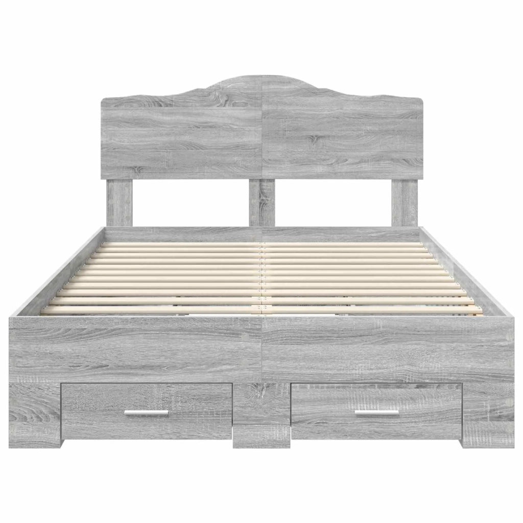 Struttura del letto con testiera Grigio Sonoma 120 x 190 cm