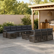 Set Divano da Giardino 11 pcs Grigio polyrattan 3435836