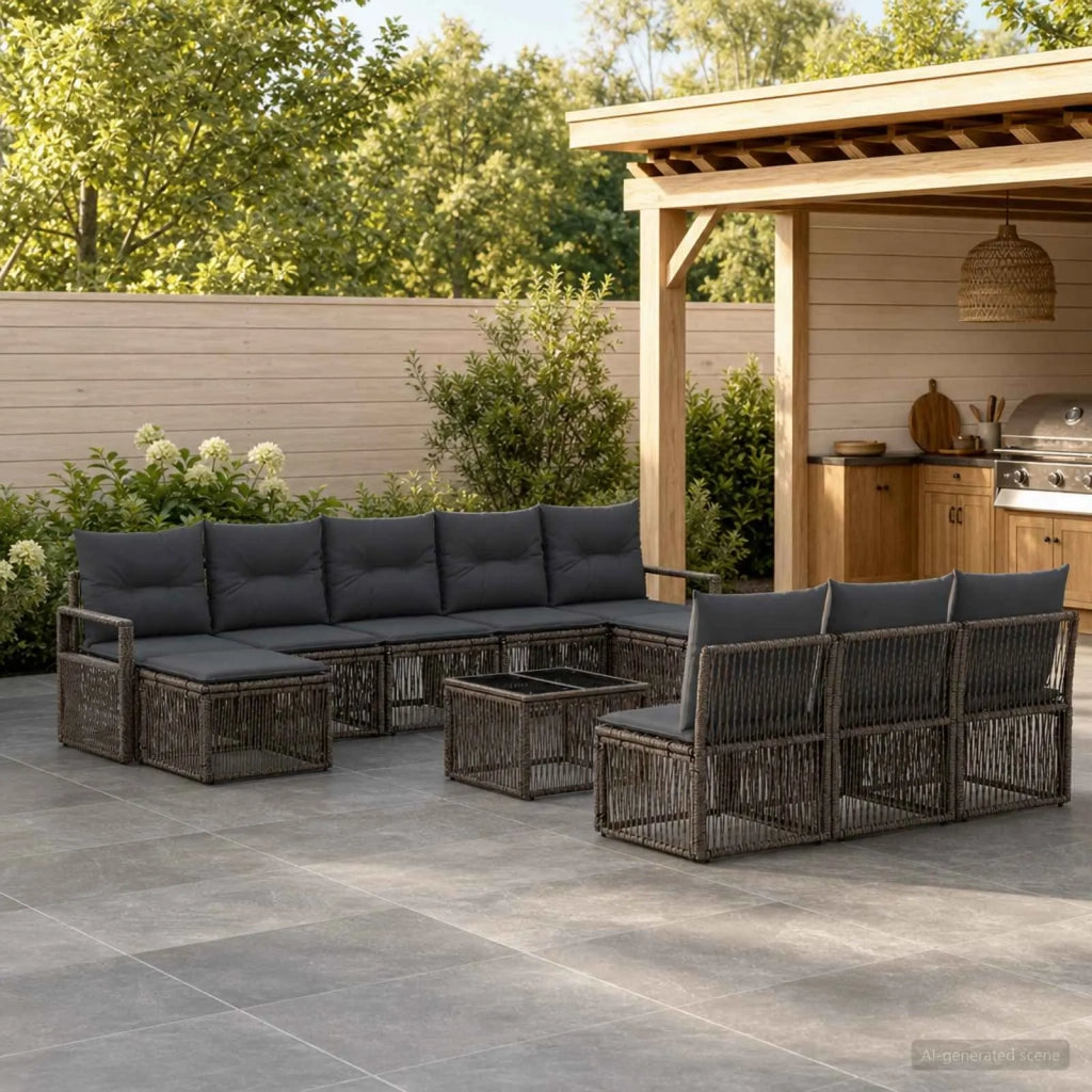 Set Divano da Giardino 11 pcs Grigio polyrattan 3435836