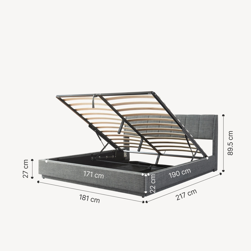 Letto Contenitore Tröstiar con Apertura a Ribalta e Luce LED Letto Doppio Matrimoniale 180x200 cm Antracite [en.casa]