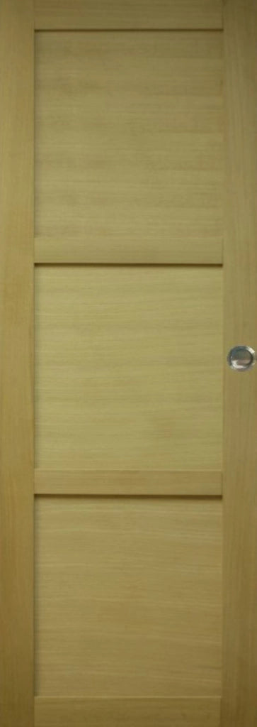 Porta scorrevole a 3 pannelli impiallacciata Ayous Larghezza 83 + 2 gusci installati