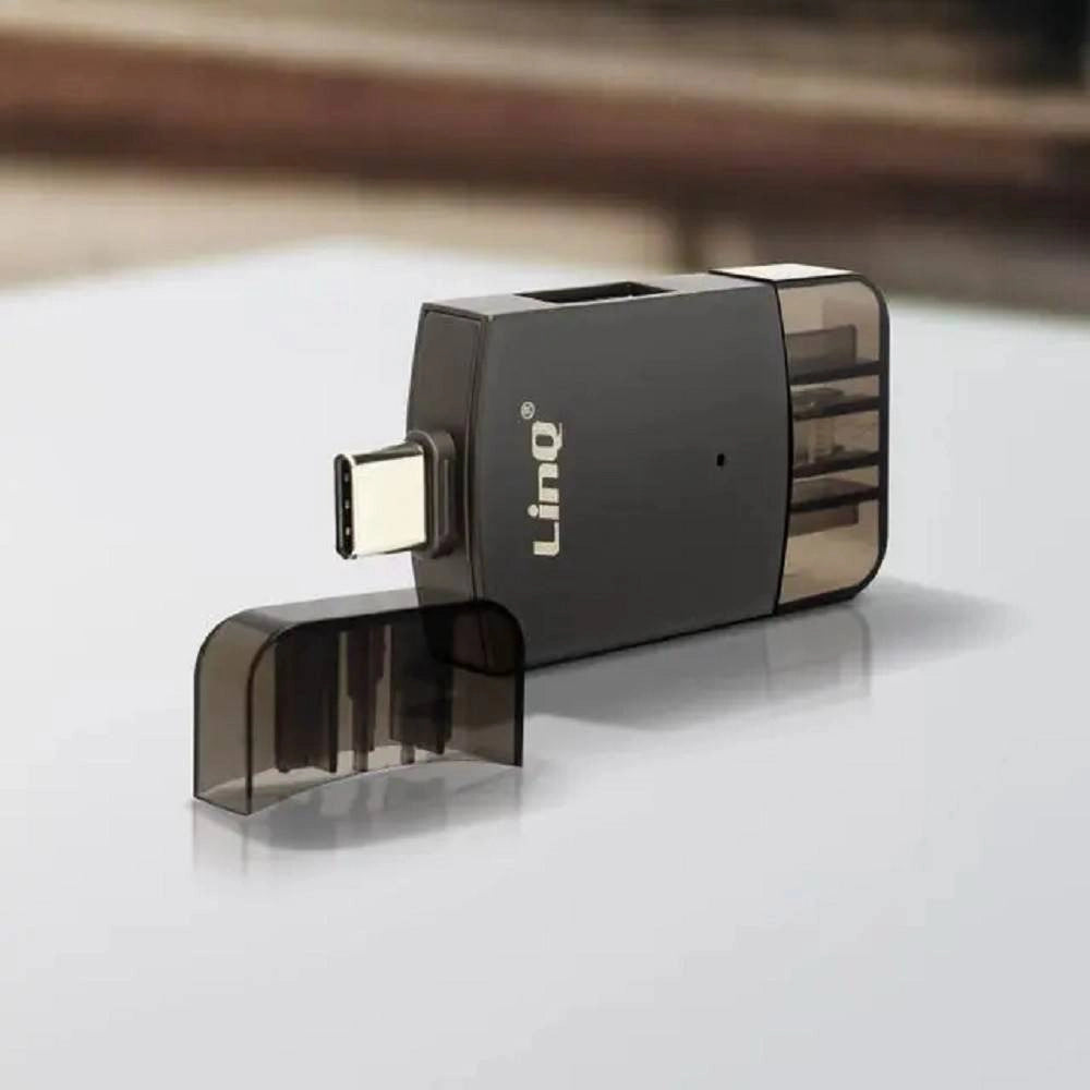 Trade Shop - Adattatore Otg 2in1 Type-c + Lightning + 2xusb Femmina Otg-u829 Trasferimento Dati -