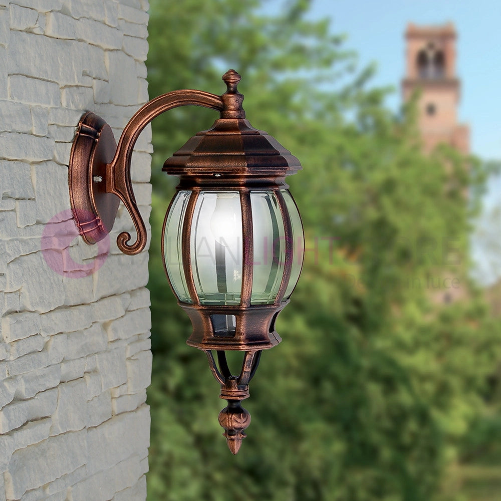 ENEA Applique Lanterna a Parete in Alluminio per Esterno Classica NERO-RAME GARDENLIGHT