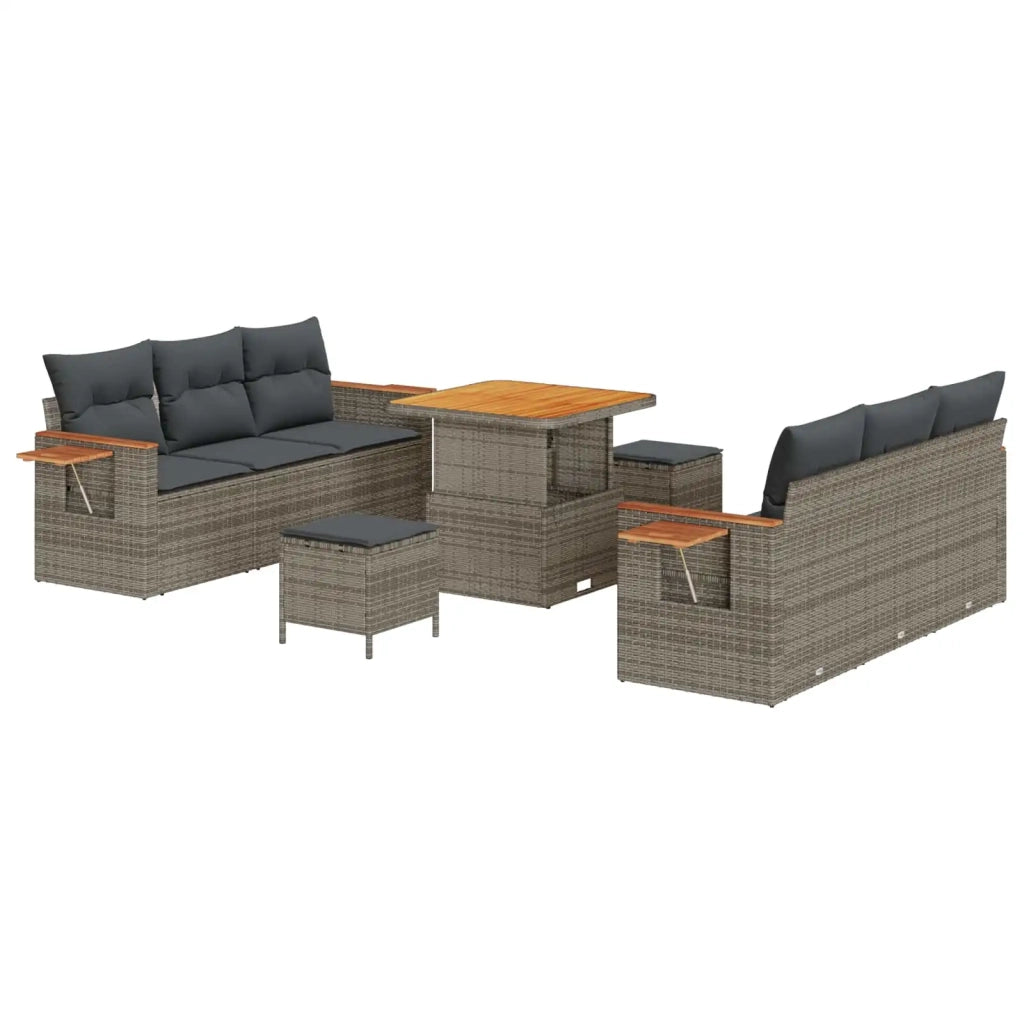 Set Divano da Giardino 9 pcs Grigio polyrattan 3362998