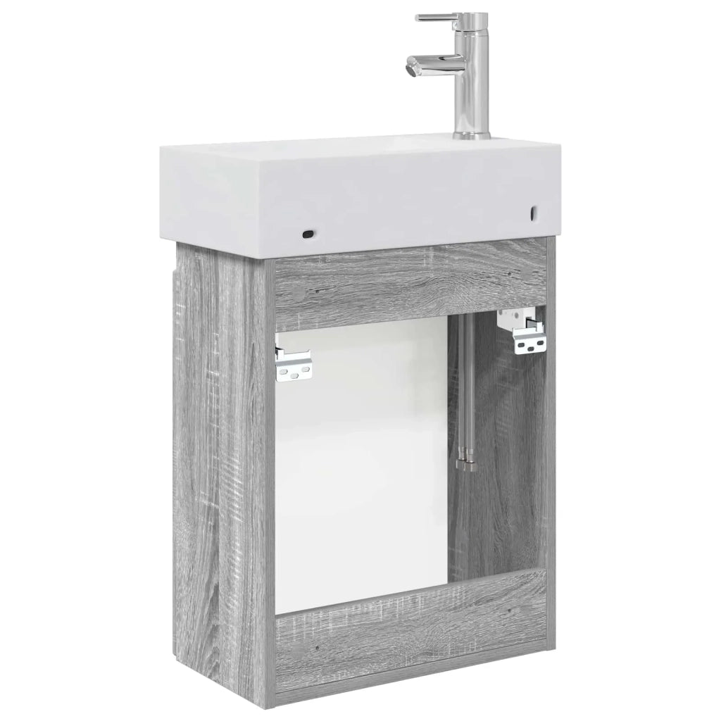Mobile bagno con rubinetto Sonoma grigio 45,5 x 22,5 x 84 cm 889467