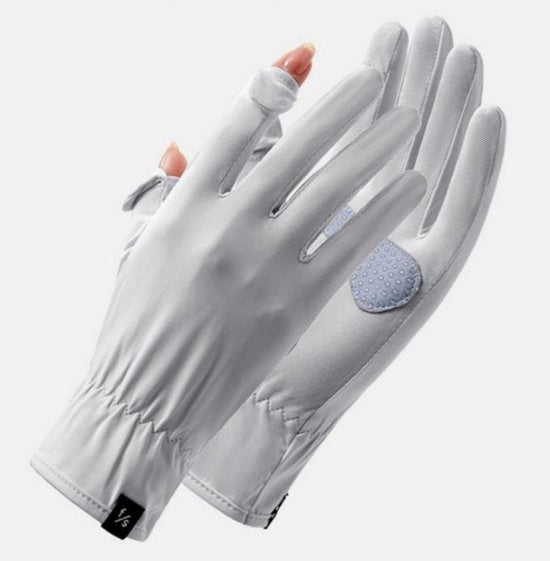 Manopole estive per attività all'aperto - 22 cm di lunghezza - 15 cm di polso - Protezione UV - Antiscivolo touchscreen, rapido assorbimento - Smalto antiaderente - Apertura per indice e mignolo - UPF 50+ - Manopole da bicicletta con protezione solare