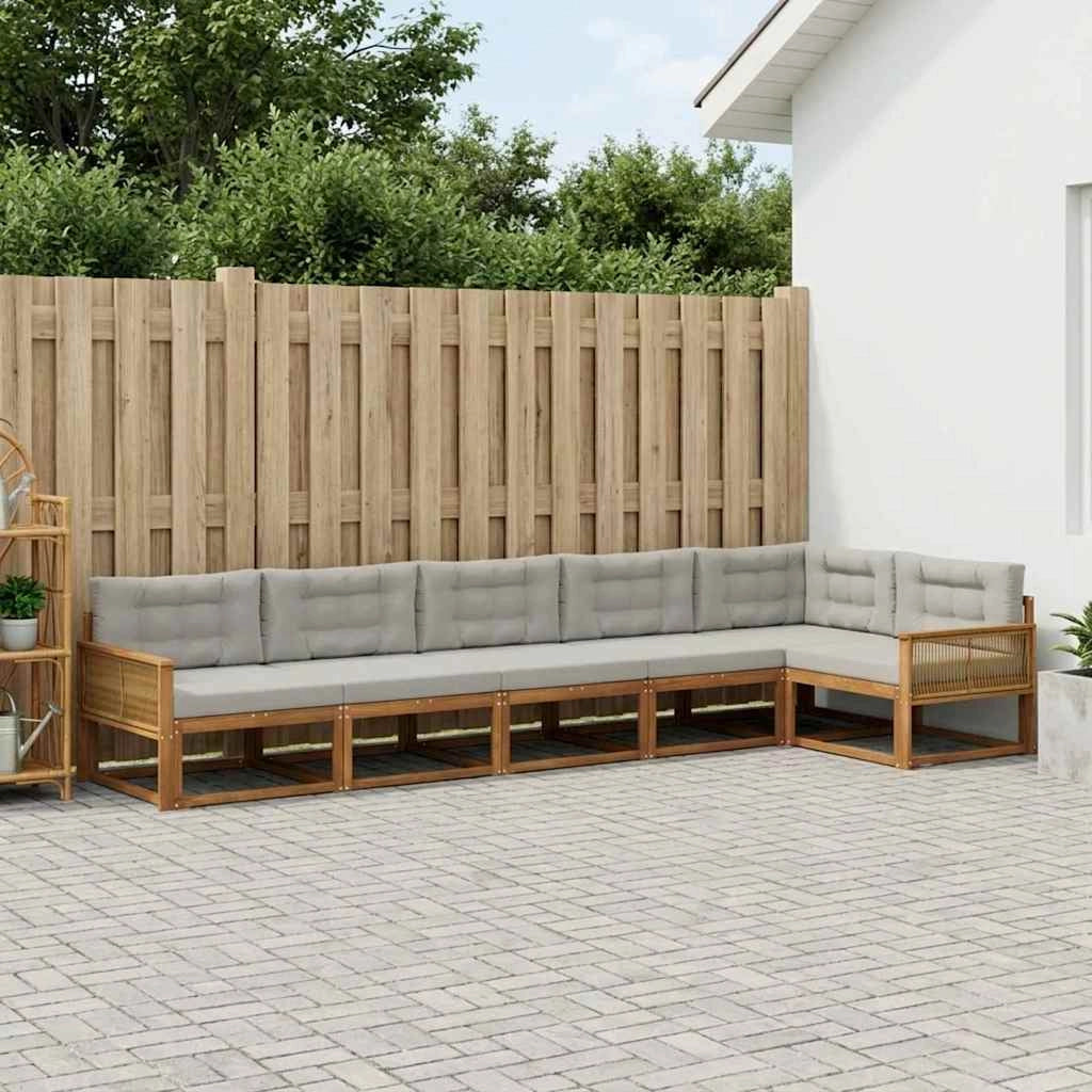 Set di divani da esterno 6 pz Naturale e Grigio chiaro 3382609