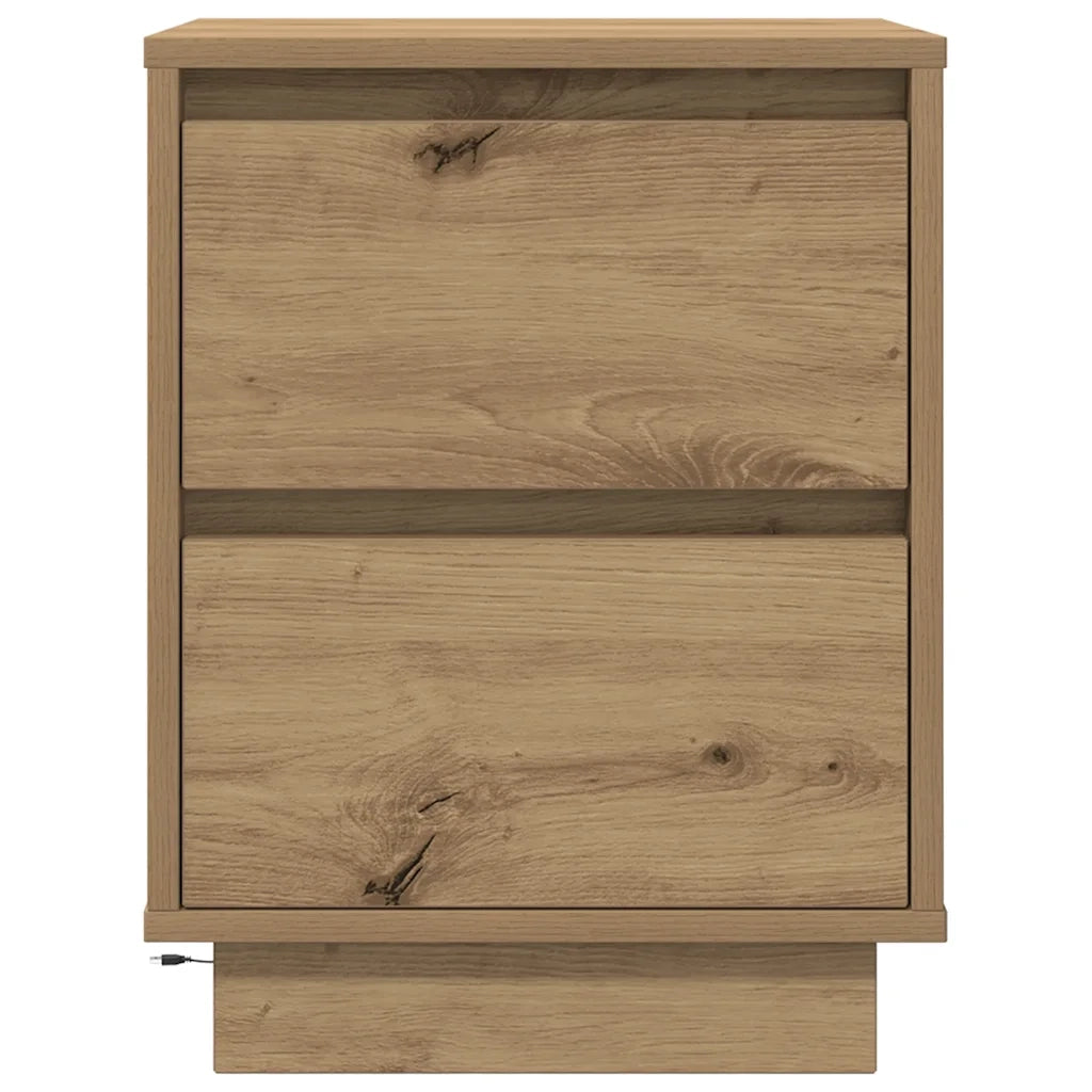 vidaXL Comodini con Luci a LED 2 pz Rovere Artigianale 38x34x50 cm