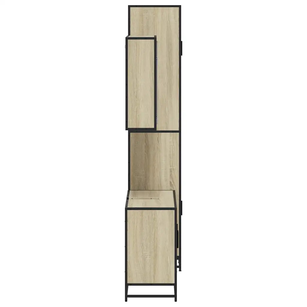 Set Mobili da Bagno 3 pz Rovere Sonoma in Legno Multistrato