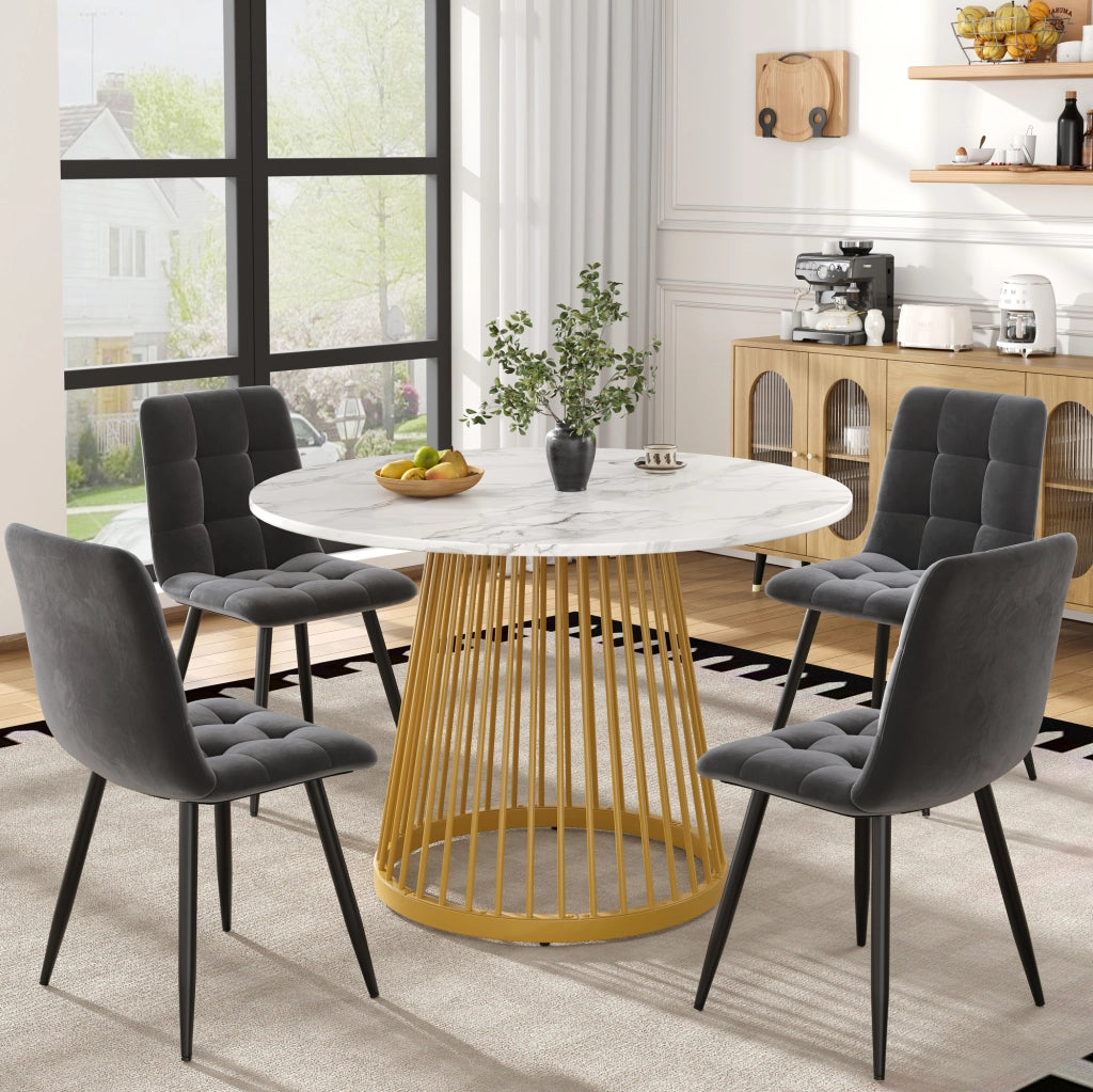 Set da pranzo 5 pezzi 80 cm in MDF e metallo, multicolore, moderno