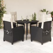 Set da Pranzo da Giardino 5 pz Nero con Cuscini in Polyrattancod mxl 111216