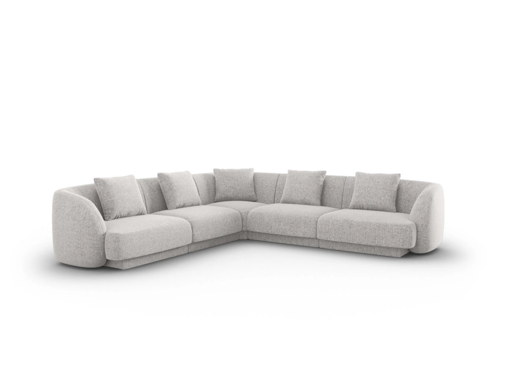 Cosmopolitan Design - Divano angolare reversibile "Tulum" 5 posti in ciniglia grigio chiaro 