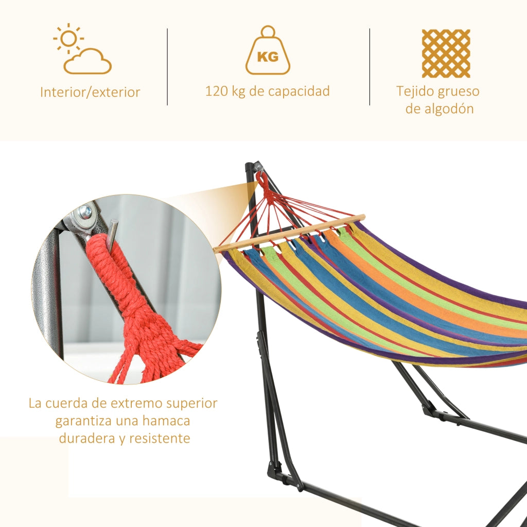 Amaca con Supporto Pieghevole e Stendibiancheria ¨C Xylo ¨C Struttura Acciaio Giardino 270x100x94 cm