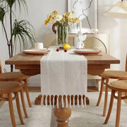 Tavolino con pennelli in stile rustico - Lunghezza 228 cm - Tavolino con pennelli manuale in stile bohemien - Adatto per feste, come decorazione per il tavolo da toeletta e come decorazione per la sala da pranzo (33x228cm)